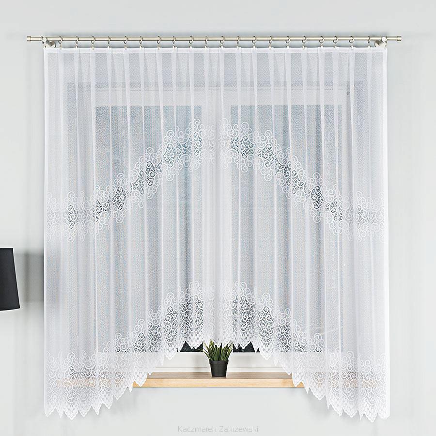 Firanka żakardowa gotowa na żabki VIOLETTA 300x180 biała