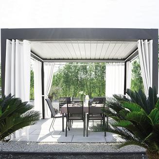 Zasłona gotowa na przelotkach GARDENIA 140x200 wodoodporna ogrodowa biała