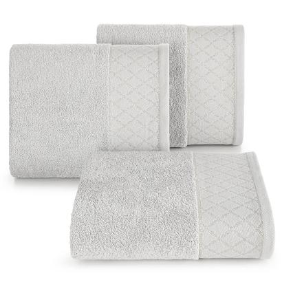 Ręcznik bawełniany LAYLA 30x50 Eurofirany srebrny geometryczna błyszcząca bordiura