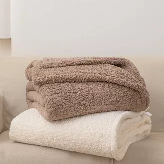 Koc narzuta Dreamy boucle 200x220 brązowy miękka bukla+baranek
