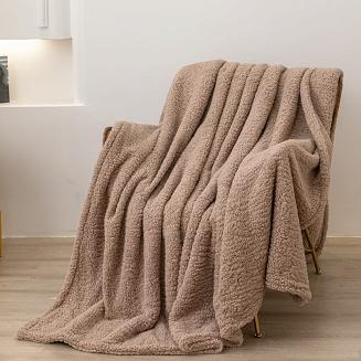 Koc narzuta Dreamy boucle 200x220 brązowy miękka bukla+baranek