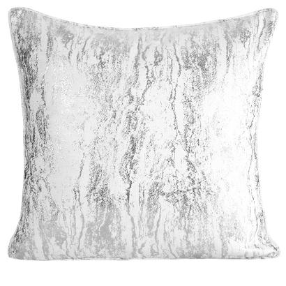 Poszewka dekoracyjna ELISE 45x45 Eurofirany biała srebrna marmurek lamówka