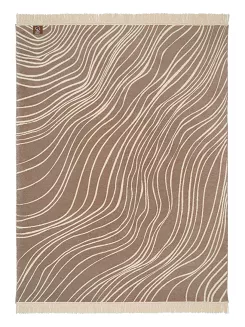 Koc bawełniano-akrylowy 150x200 beżowe brązowe linie