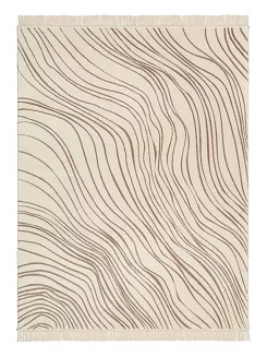 Koc bawełniano-akrylowy 150x200 beżowe brązowe linie