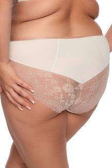 Figi damskie z koronką i tiulem Simone MAXI 1285 ecru różowe