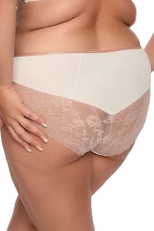 Figi damskie z koronką i tiulem Simone MAXI 1285 ecru różowe