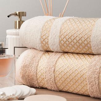 Ręcznik bawełniany LIONEL 50x90 kremowy ze złotą bordiurą