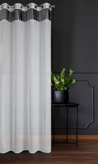 Firana gotowa na przelotkach JASPER 140x250 Eurofirany biały/czarny