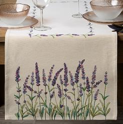 Bieżnik dekoracyjny gobelin 40x100 Eurofirany naturalny zielony fioletowa lawenda