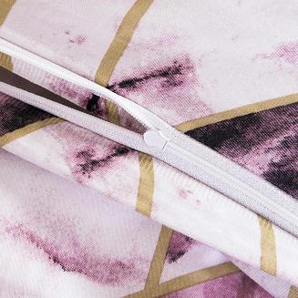 Pościel satyna bawełniana SATYNLOVE 160x200 pudrowa czarna geometryczny marmurek