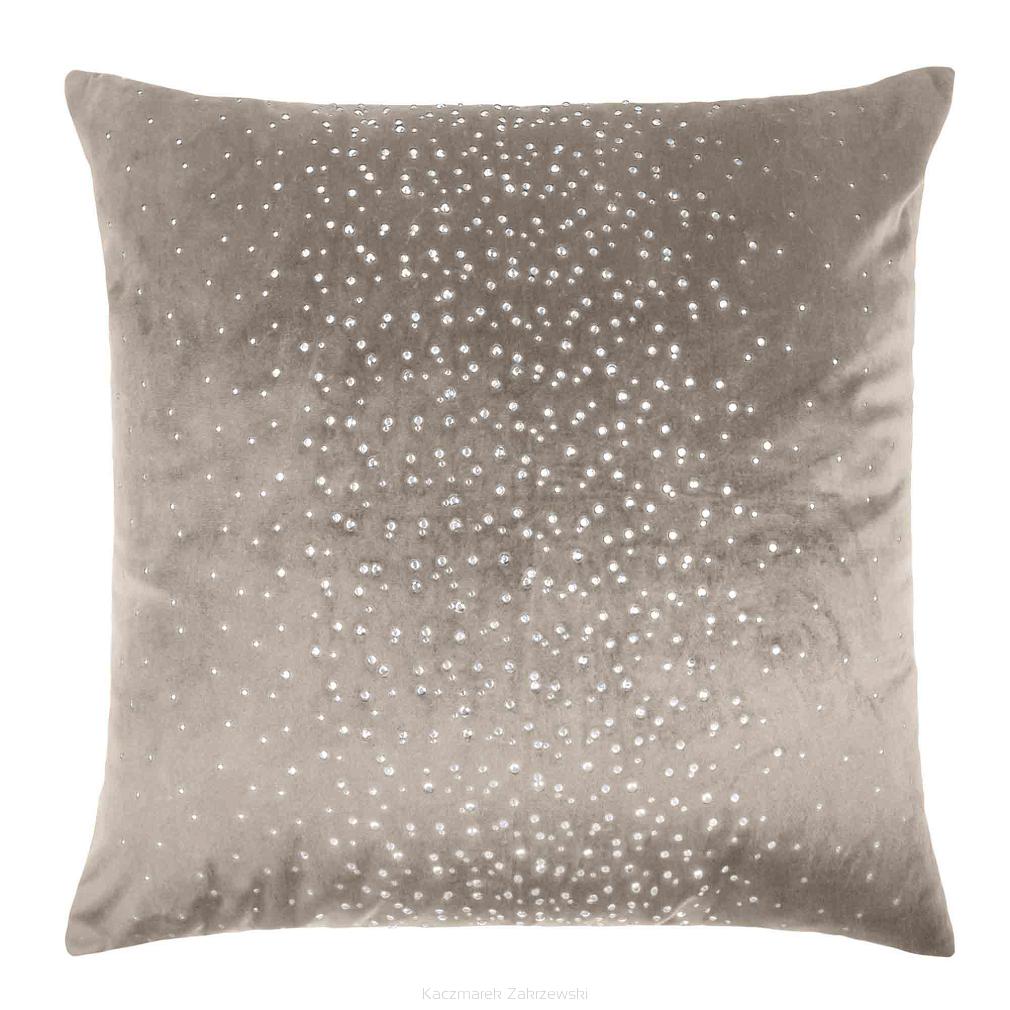 Poszewka dekoracyjna SHINY 45x45 welurowa ciemnobeżowa w kryształki