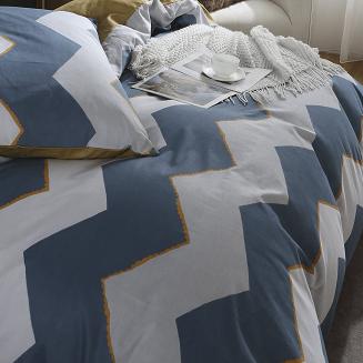 Turkusowa Pościel Geometryczna Satyna Bawełniana 140x200 XDF 045