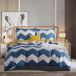 Turkusowa Pościel Geometryczna Satyna Bawełniana 140x200 XDF 045