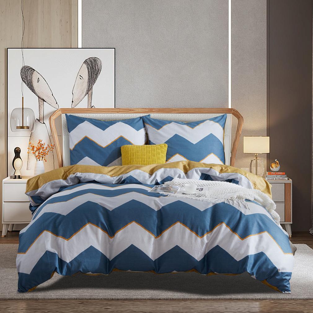 Turkusowa Pościel Geometryczna Satyna Bawełniana 140x200 XDF 045