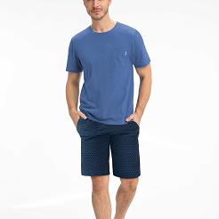 Piżama męska LUNA kod 807 niebieska spodenki w trójkąty