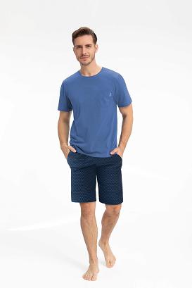 Piżama męska LUNA kod 807 niebieska spodenki w trójkąty