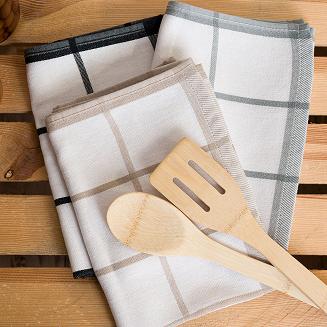 Ścierka kuchenna bawełna egipska KRATKA 50x70 duża krata beżowa