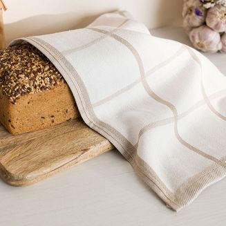Ścierka kuchenna bawełna egipska KRATKA 50x70 duża krata beżowa