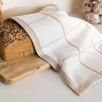 Ścierka kuchenna bawełna egipska KRATKA 50x70 duża krata beżowa