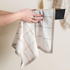 Ścierka kuchenna bawełna egipska KRATKA 50x70 duża krata beżowa