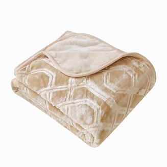 Koc akrylowy na fotel tłoczony VITO 80x160 geometryczny wzór beżowy