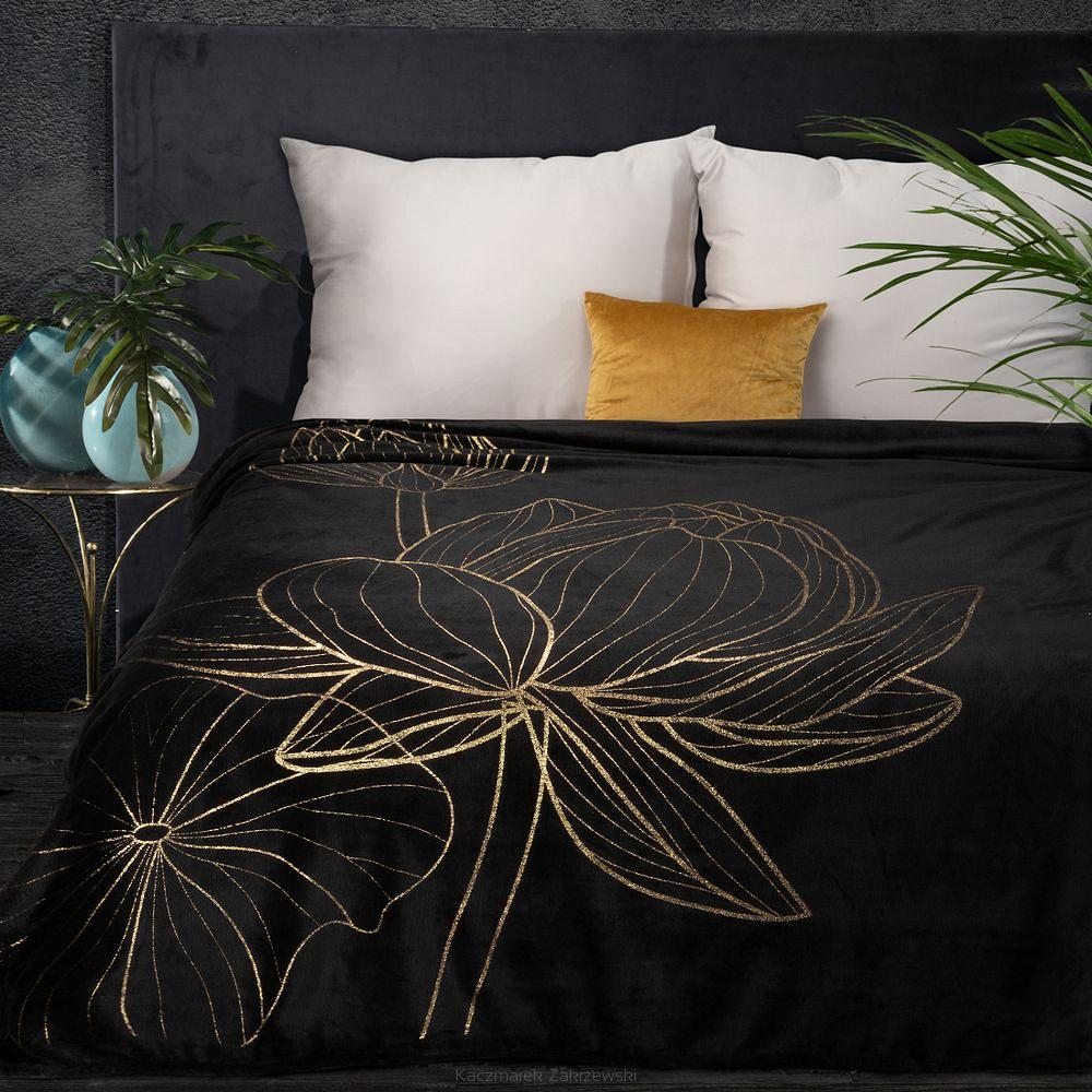 Koc narzuta LOTOS 150x200 Eurofirany czarny/złoty