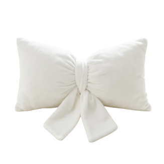 Poduszka dekoracyjna świąteczna 35x20 welurowa biała kokarda