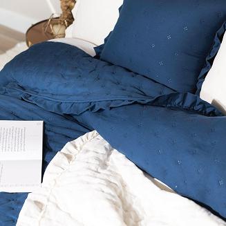 Narzuta dekoracyjna z falbaną WERONA 170x210 niebieska