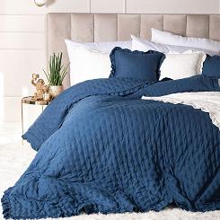Narzuta dekoracyjna z falbaną WERONA 170x210 niebieska