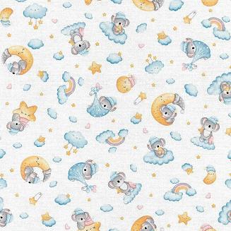 Pielucha flanelowa 75x75 biała żółta niebieska śpiące koale