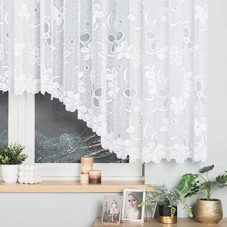 Firanka żakardowa gotowa na żabki RENATA 500x150 biała