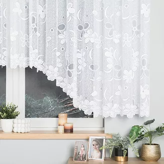 Firanka żakardowa gotowa na żabki RENATA 500x150 biała