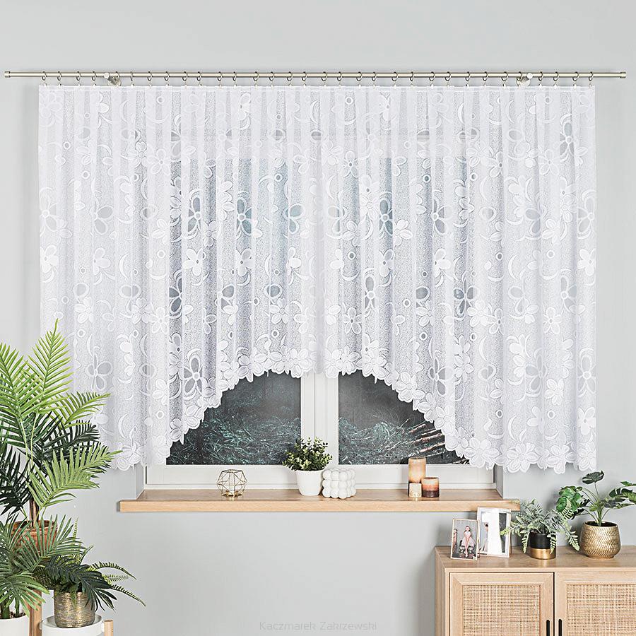 Firanka żakardowa gotowa na żabki RENATA 500x150 biała