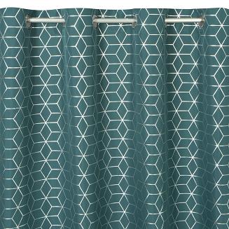Zasłona gotowa na przelotkach CUBE 140x250 Eurofirany ciemny turkus/srebrny
