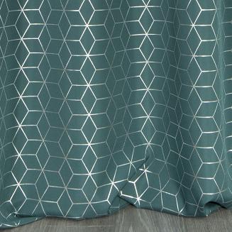 Zasłona gotowa na przelotkach CUBE 140x250 Eurofirany ciemny turkus/srebrny