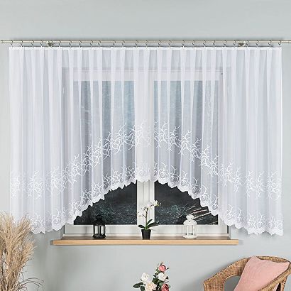 Firanka żakardowa gotowa na żabki BAKARO 520x160 biała
