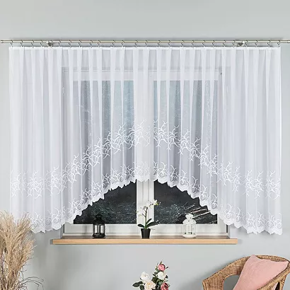 Firanka żakardowa gotowa na żabki BAKARO 520x160 biała