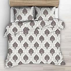 Pościel z kory 160x200 biała w beżowy orientalny wzór