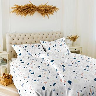 Pościel flanelowa LASTRYKO 200x220 biała wielokolorowa płytki lastrykowe