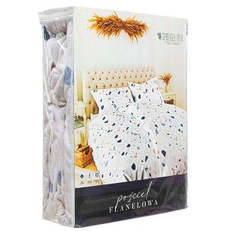 Pościel flanelowa LASTRYKO 200x220 biała wielokolorowa płytki lastrykowe