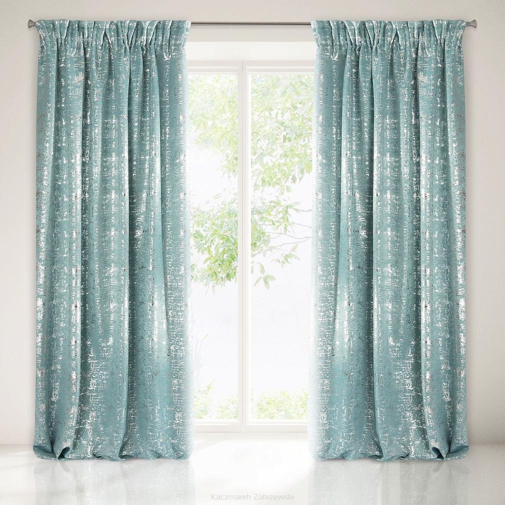 Zasłona gotowa na taśmie ESIN 140x270 Eurofirany miętowy