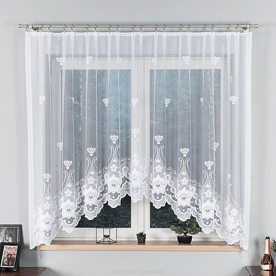 Firanka żakardowa gotowa na żabki MATYLDA 310x160 biała
