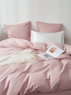 Pościel satyna bawełniana Queen Premium 140x200 pudrowa ze złotą lamówką