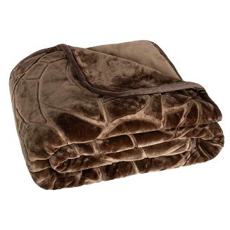 Koc akrylowy na fotel tłoczony LIV 80x160 gruby ciepły brązowy