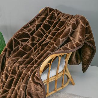 Koc akrylowy na fotel tłoczony LIV 80x160 gruby ciepły brązowy