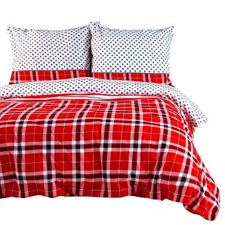 Pościel flanela 180x200 Darymex kratka czerwona