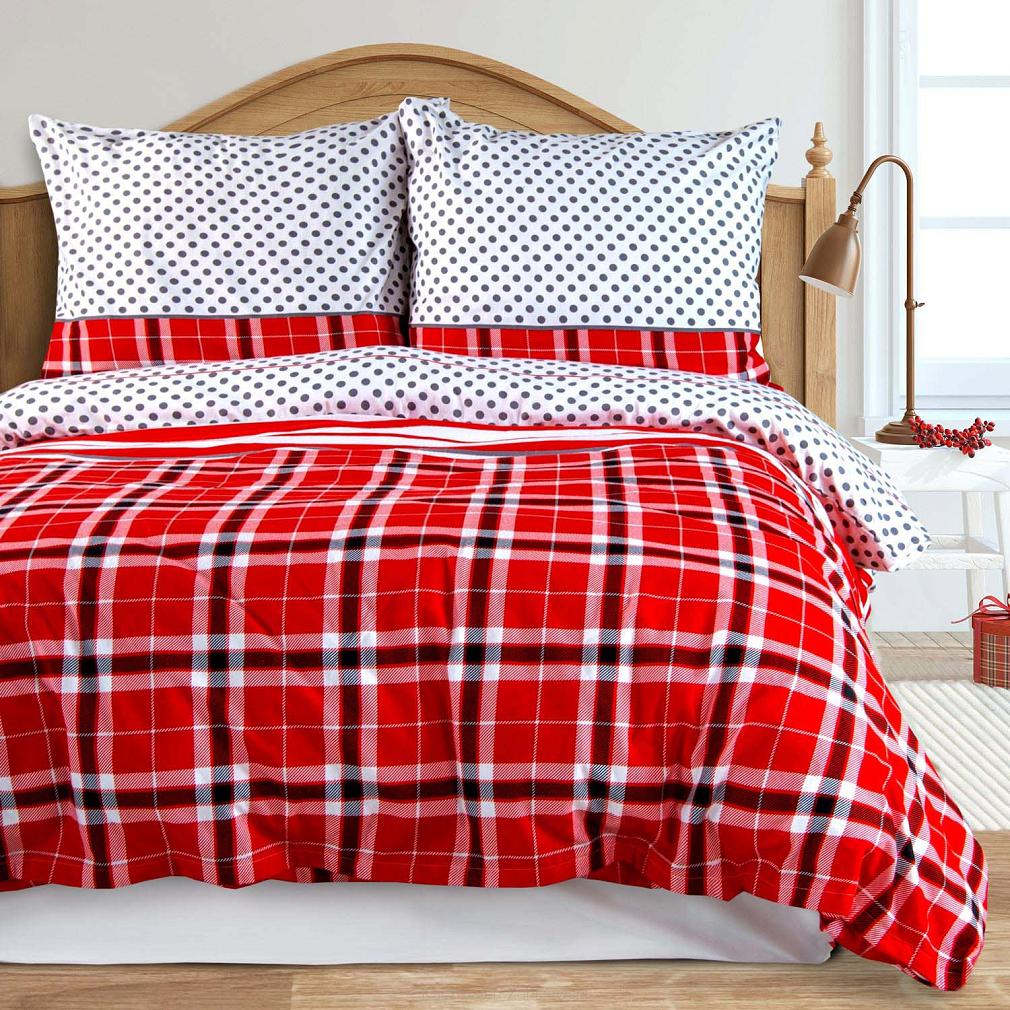 Pościel flanela 180x200 Darymex kratka czerwona