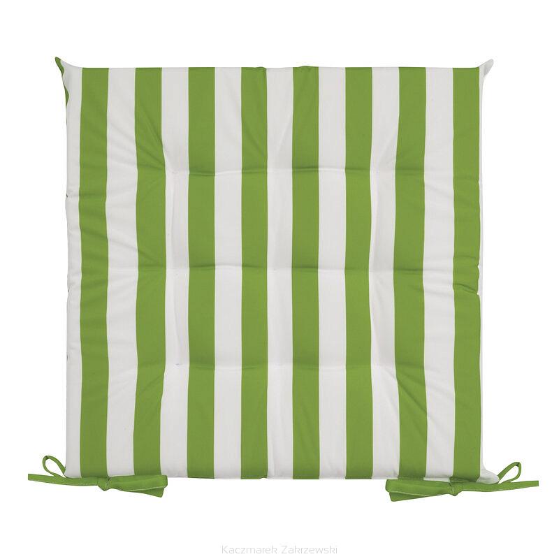 Poduszka na krzesło wodoodporna GARDEN 40x40x5 ogrodowa pikowana jasnozielona pionowe pasy