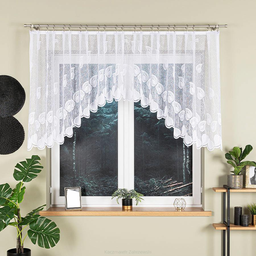 Firanka żakardowa gotowa na żabki NORA 300x100 biała