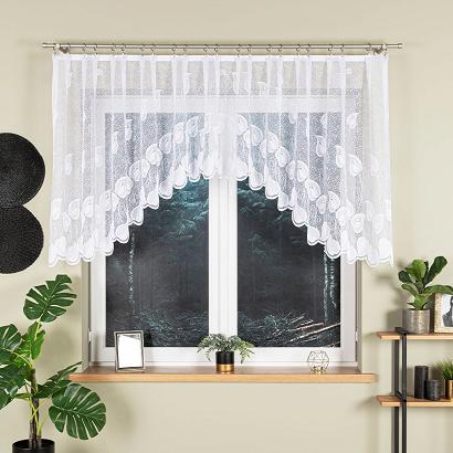 Firanka żakardowa gotowa na żabki NORA 300x100 biała